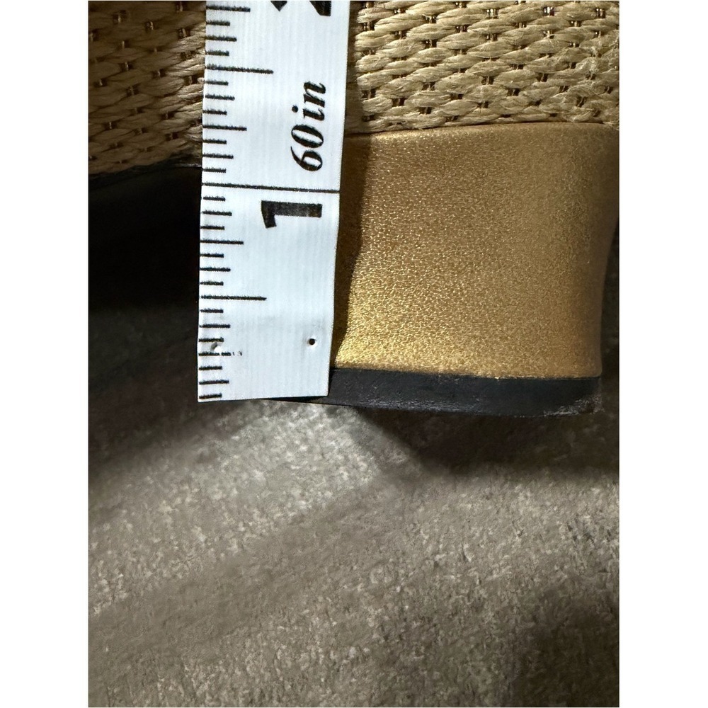 Stuart Weitzman Beige Gold Woven Raffia Style Block Heel Pumps Size 7.5B - Picture 14 of 15